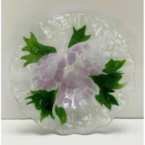 Vintage Sydenstricker Fused Art Glass 6 3/4" Floral Pattern Bowl (1970s)